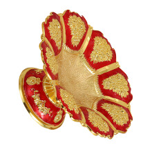 Modern Handcrafted Metal Fruit Bowl Candy Tray Plate-golden red