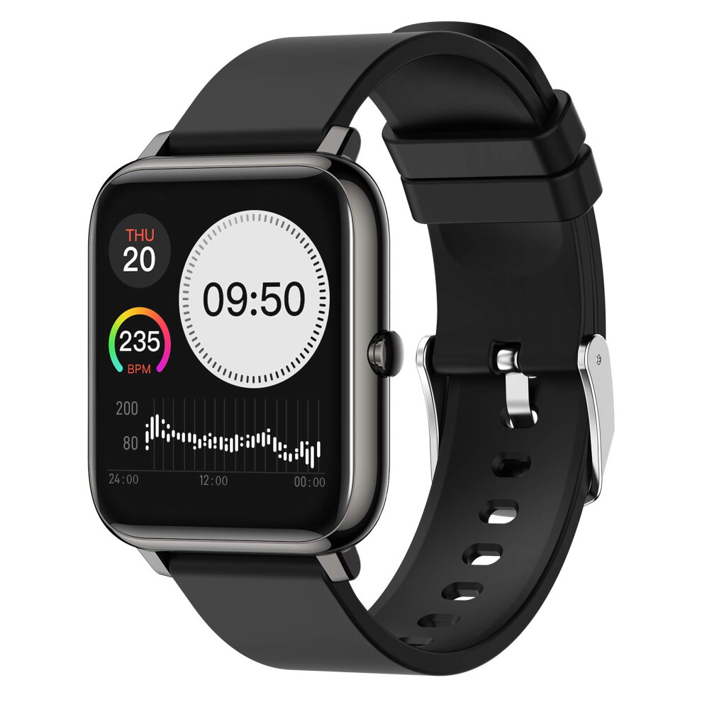 Smart Watch With Heart Rate Blood Pressure Spo2 Sleep Tracking Fitness Tracker For Iphone Android Black 9455672038553