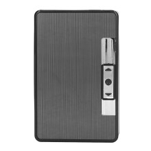 Medium USB Charging Metal Cigarette Case with Lighter, 150mAh 10.3x6.6x2.8cm Black