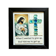 Meeresglas-Jesus-Kruzifix, handgefertigte Meeresglas-Wandkunst-D