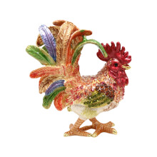 Hand Painted Enamel Rooster Jewelry Box For Rings-Color