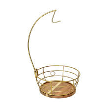 Durable Iron Rotating Fruit Tray With Built In Banana-gold
