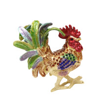 Rooster Shaped Alloy Gift Box Ideal For Rings And Earrings-Blue