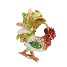 Künstlerische Emaille-Hahn-Ornamentbox, perfekt zur-Grün