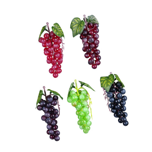 Pack of 5 Realistic Artificial Grape Bunches for Home-36 pieces