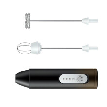 Rechargeable Milk Frother Handheld Coffee Electric Whisk-Black