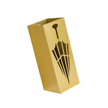 Contemporary Style Metal Umbrella Stand Having Drain Hole-Gold
