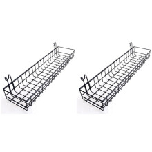 2X Cestino Sospeso per Pannello Grigliato Un Parete, Cesto Portaoggetti E Display Multifunzione, 40X10X5CM, Verniciato Nero