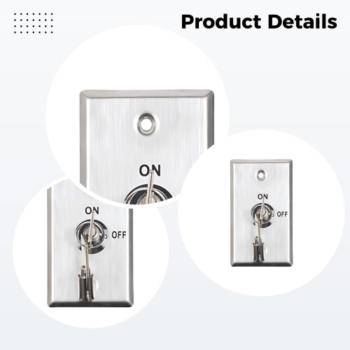 Key Switch Lock for Access Control, Stainless Steel Panel, On/Off Indicator, 2 Keys Included 1