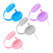 4 Pcs Silicone Soda Can Lids with Straw, Can Lids with Handle, Reusable Can Covers for Beverage, Juice, Coke, Soda