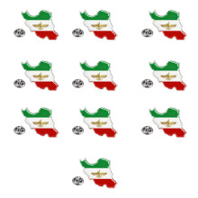 High Quality Iran Lions Flag Brooch-steel color Map 2