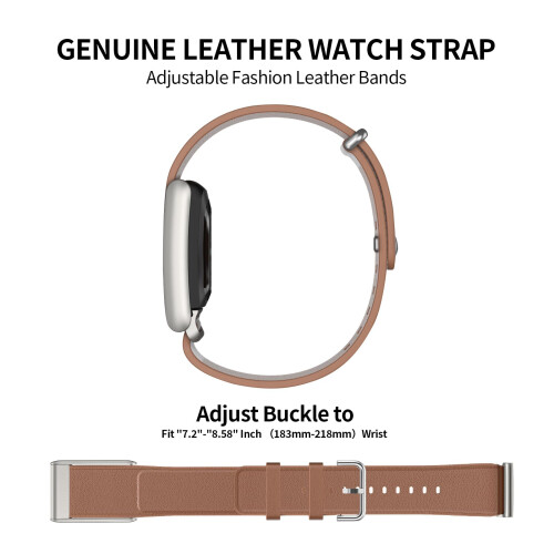 Brown  Leather Replacement Strap for WHOOP 5.0 with Secure Hook Loop Fastener 2