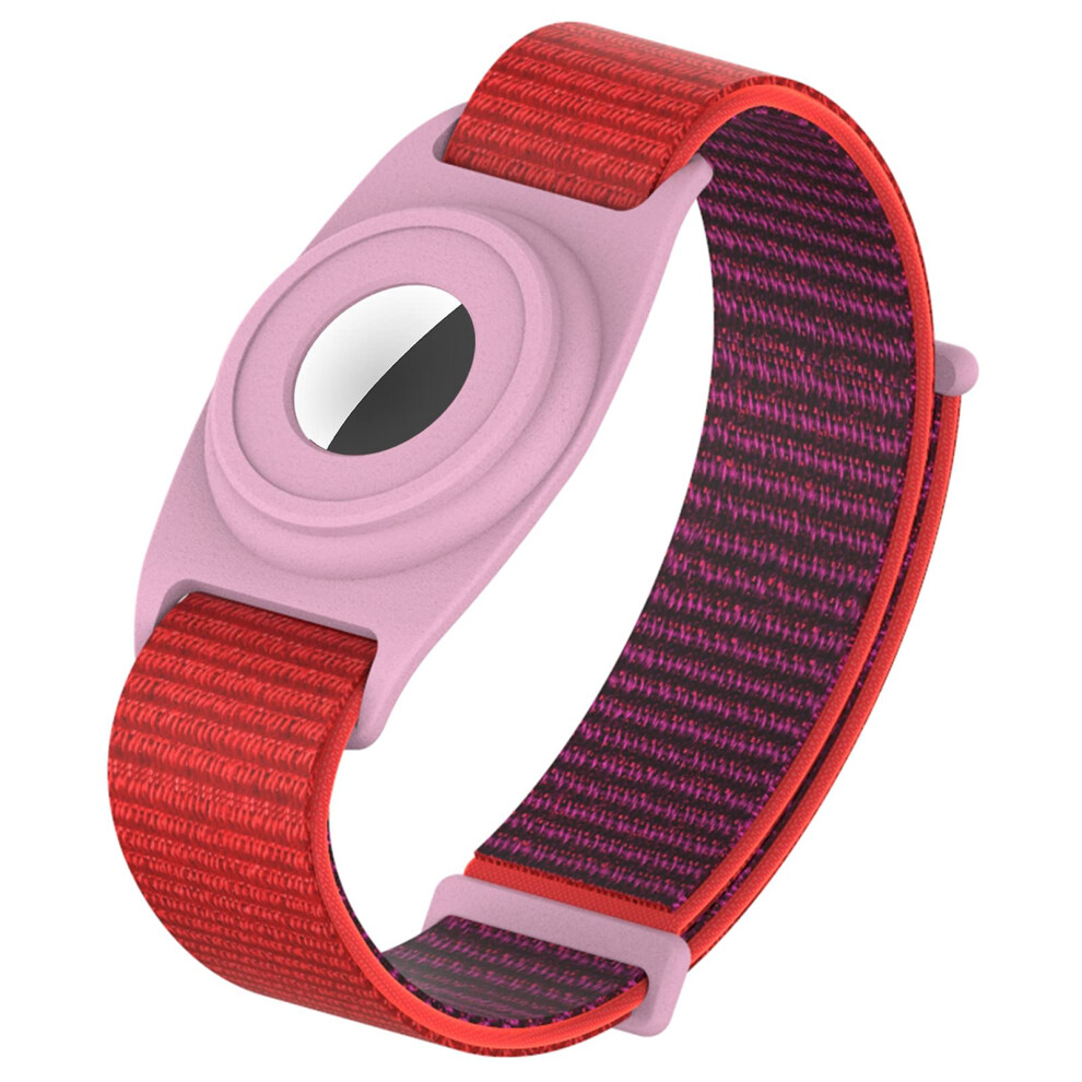 Wristband For Airtag For Kids And Elders, Adjustable Nylon Bracelet With Tpu Case, Strap Red 9092120538724