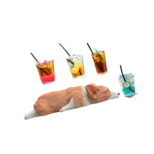 Statues mignonnes de Corgis et de boissons en résine pour la-1
