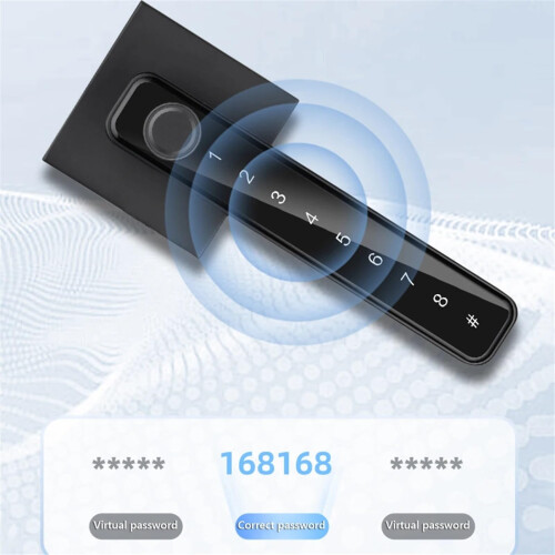 Smart Fingerprint Door Lock with Keypad, App Controlled Digital Password Handle, Black Electronic 2