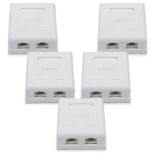 Prise RéSeau RJ45 - Prise Double Murale BlindéE MontéE en Surface avec Port de Câble LAN Ethernet CAT6A pour Câble RéSeau