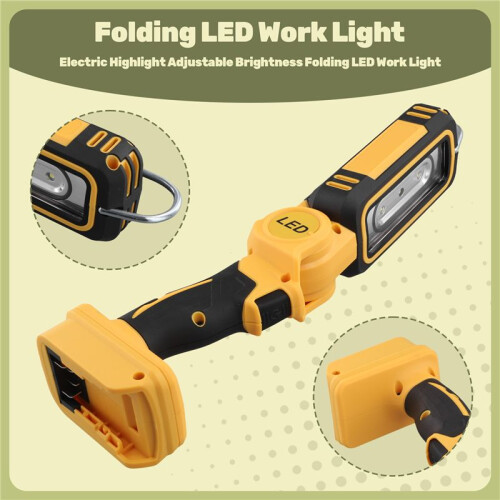 Outdoors Electric Highlight Adjustable Brightness Folding LED Work Light Multifunction for  18V 20V Battery 1