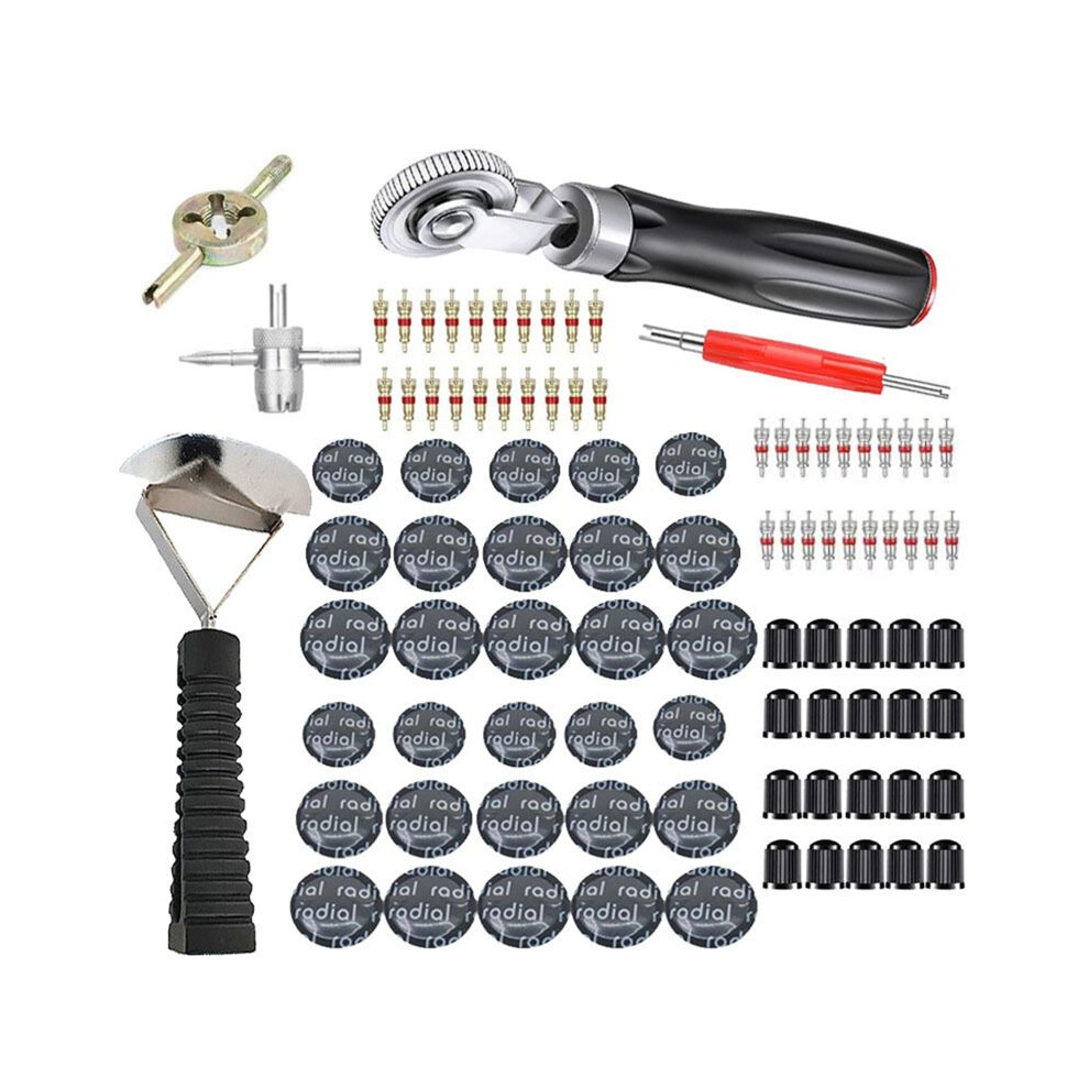 General Car Motorcycle Tyre Tire Repair Rubber Glues Patch Tool Packet For Radial Tire,Tubeless Tire Patch,85Pcs 4713329708781