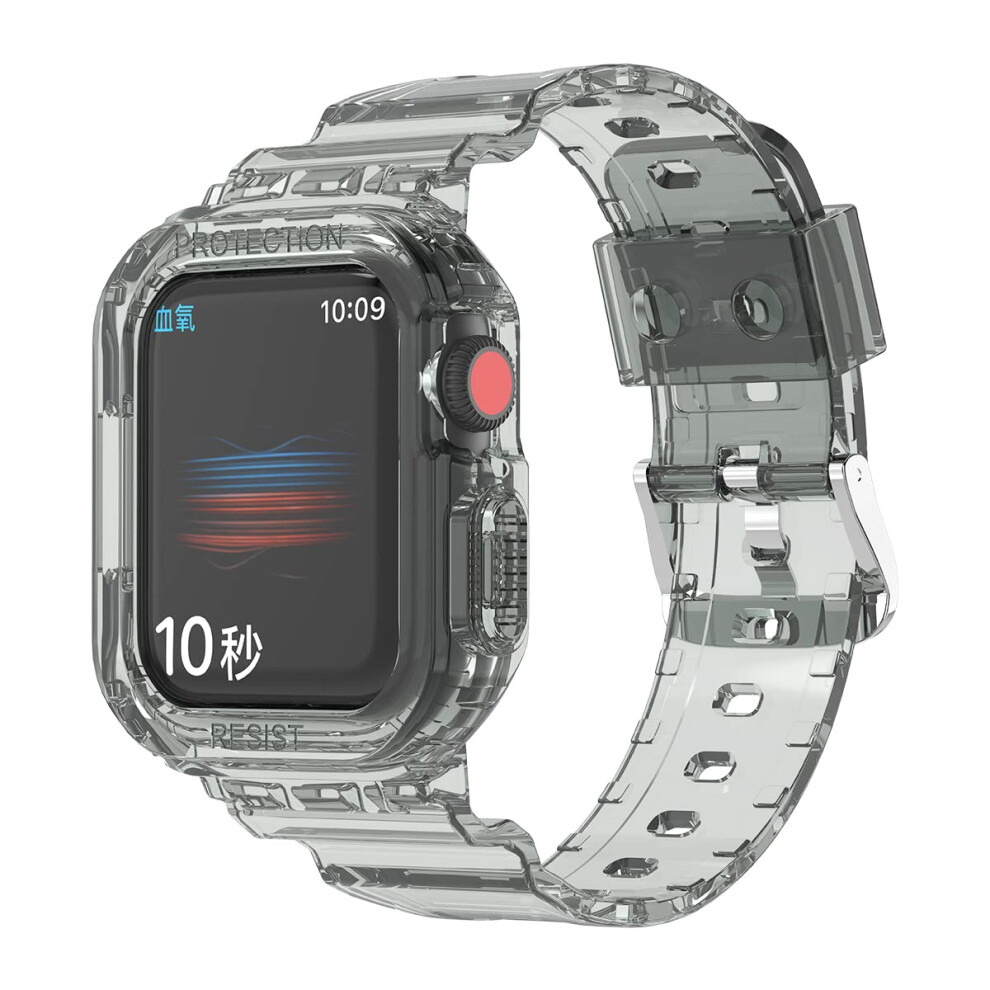Rugged Band With Shock Resistant Bumper Case, Adjustable Strap For Apple Watch Series 7 45Mm Grey 9455672039307