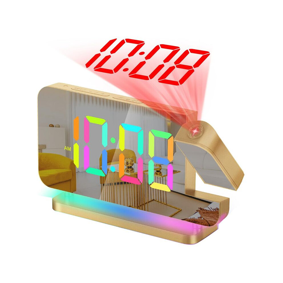 Projection Alarm Clock,7.4Inch Led Mirror Digital Clocks Large Display,+180Rotatable Projector,Night Light/Gold Wella Elements