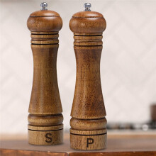 Ensemble de moulins à sel et à poivre en bois, moulin à poivre avec gravure S et P, broyeur en céramique réglable - 25,4 cm, lot de 2