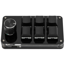 Mini 6-Key Programmable Mechanical Keyboard with Knob - Matte/Glossy Black