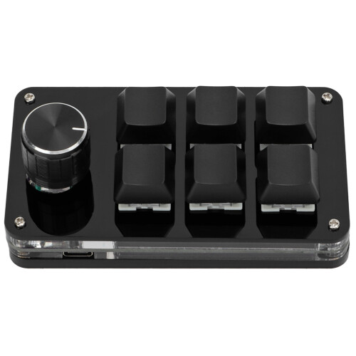Mini 6-Key Programmable Mechanical Keyboard with Knob - Matte/Glossy Black