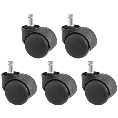 50mm Roues de roulettes de chaise de bureau - ensemble de 5 - Noir