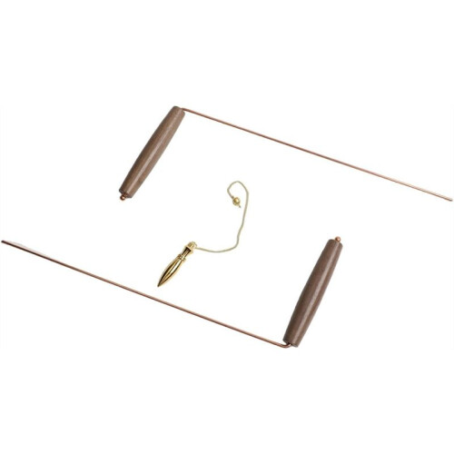 Brass Divining Rod Kit Walnut Handle Copper Dowsing Rods Pendulum for Water Mineral Detection Metal Detecting Tool Set 2