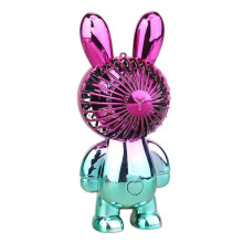 (B) Rechargeable Rabbit Fan Cute Handheld Mini Fan with Gradient Plating Design