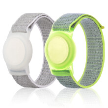 2 Pack Adjustable Wristband for AirTag for Kids and Adults, Nylon AntiLost Bracelet with Secure Holder Yellow Grey