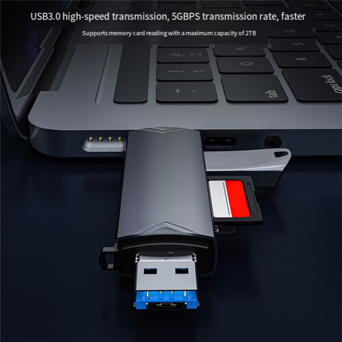 6 in 1 Card Reader External U Disk TF/ Card Keyboard Mouse 5Gbp/S USB Type-C Interface Card Adapter 2