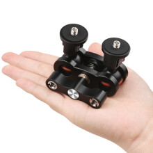 Camera-armverlengbeugeladapter, aluminiumlegering, 1/4 inch schroeven, dubbele flexibele kogelkoppen voor videoscherm LED-verlichting met opbergdoos