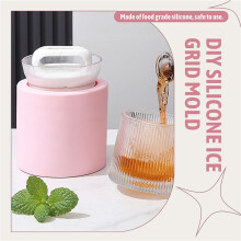 DIY Silicone Ice  Mold Ice Grid Mold Easy to Remove Mold Ice Box  Ice Hockey Compact  Ice Storage Box,A