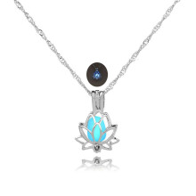 Halskette mit Lotusblüte - Leuchtet im Dunkeln Silver