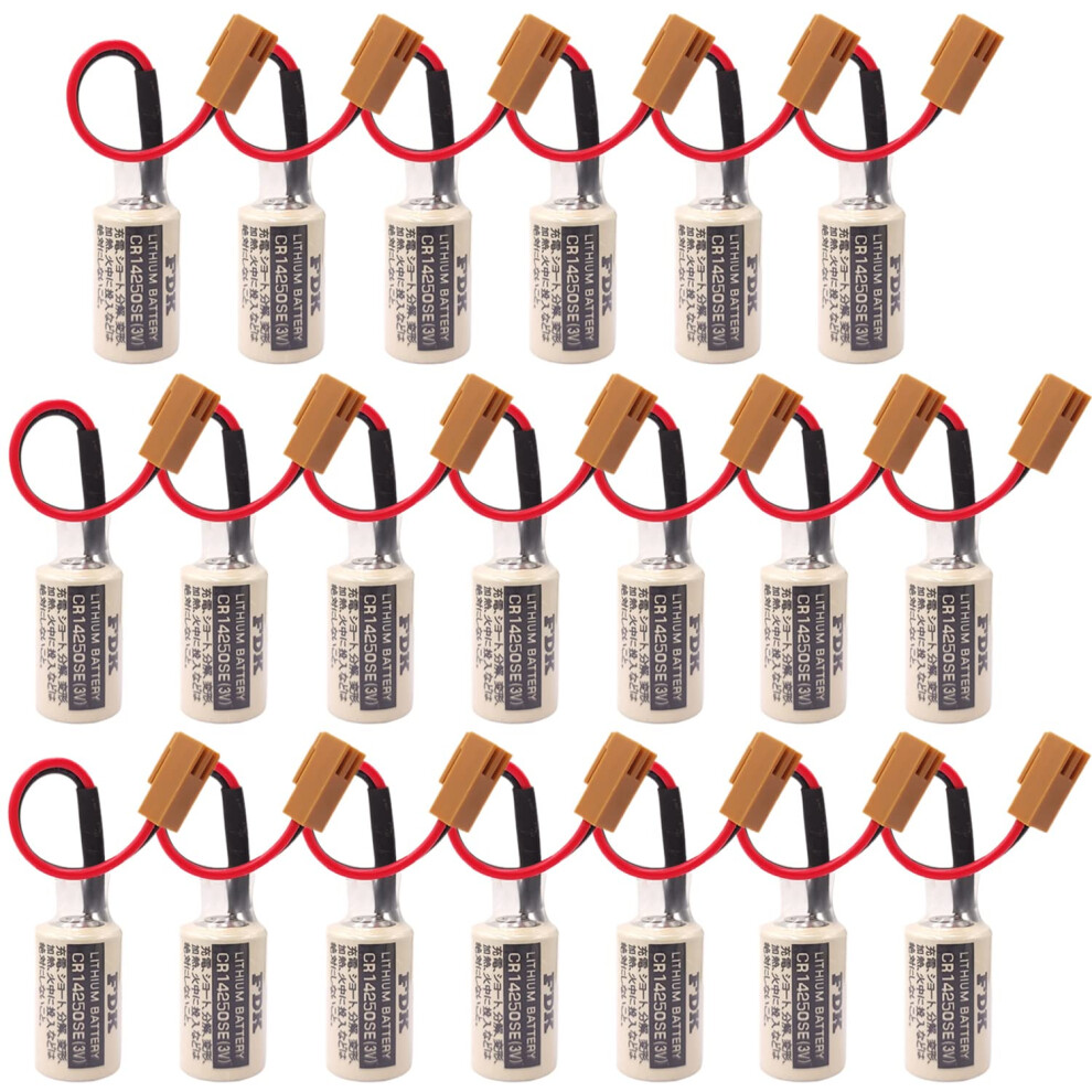 20Pack Cr14250 Lithium Battery 3V Plc Backup Power Supply With Plug Extended Runtime Brown 9073542674474
