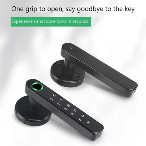 Smart Door Lock with Handle, Biometric Fingerprint Keyless Entry, App Control, Auto Lock, Black 1