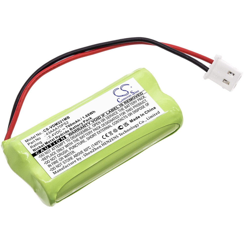 Replacement Battery 2.4V 700Mah Nimh Rechargeable Pack For Vtech Dm221 Dm222 43Aaa70ps2 Baby Monitor 9073542674535