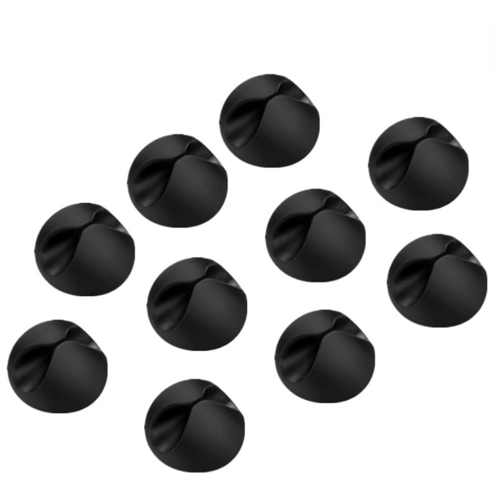 10Pcs Silicone Cable Organizer Clips For Usb Mouse Earphone Flexible Wire Management Black 9092120540413