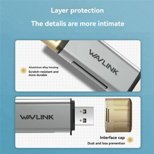 WAVLINK USB C & USB 3.0 Dual Connector  Card Reader High-Speed Micro-/TF Card Adapter for PC, Tablet, Android OTG
