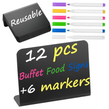 12 Pack 4 X3inch Small Food Labels for Party,Buffet Food Signs for Birthday Bakery Wedding Table Signs Food Tags
