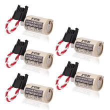 5Pack CR14250SE 3V 1/2AA Lithium Battery Compatible with FDK Replacement and PLC Backup, Long Runtime, Black Plug