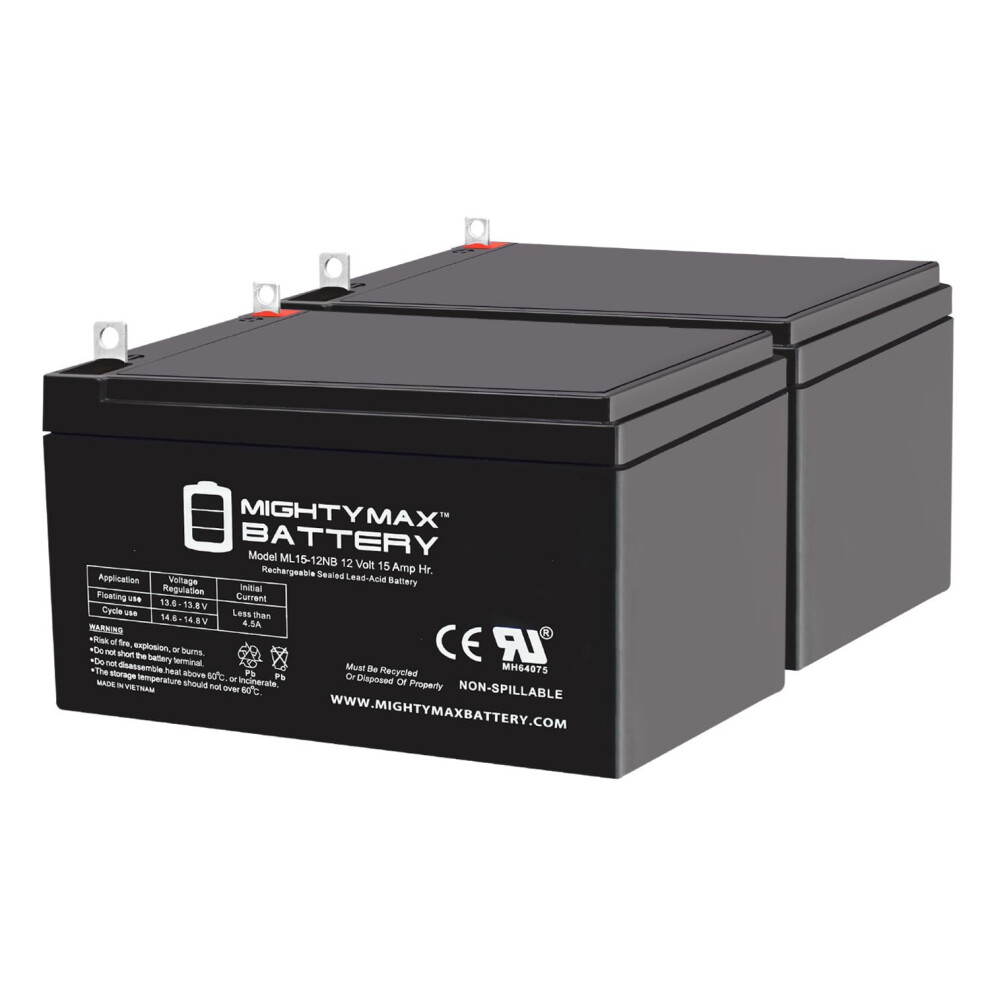 12V 15Ah Sla Battery Pack Of 2, Sealed Lead Acid Rechargeable Battery For Peg Perego John Deere Gator, Deep Cycle Power Backup 9310869721642