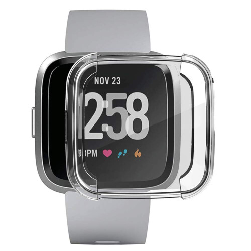 Screen Protector 5 Pack with Slim TPU ShockAbsorbing Full Coverage Case for Fitbit Versa Lite 1