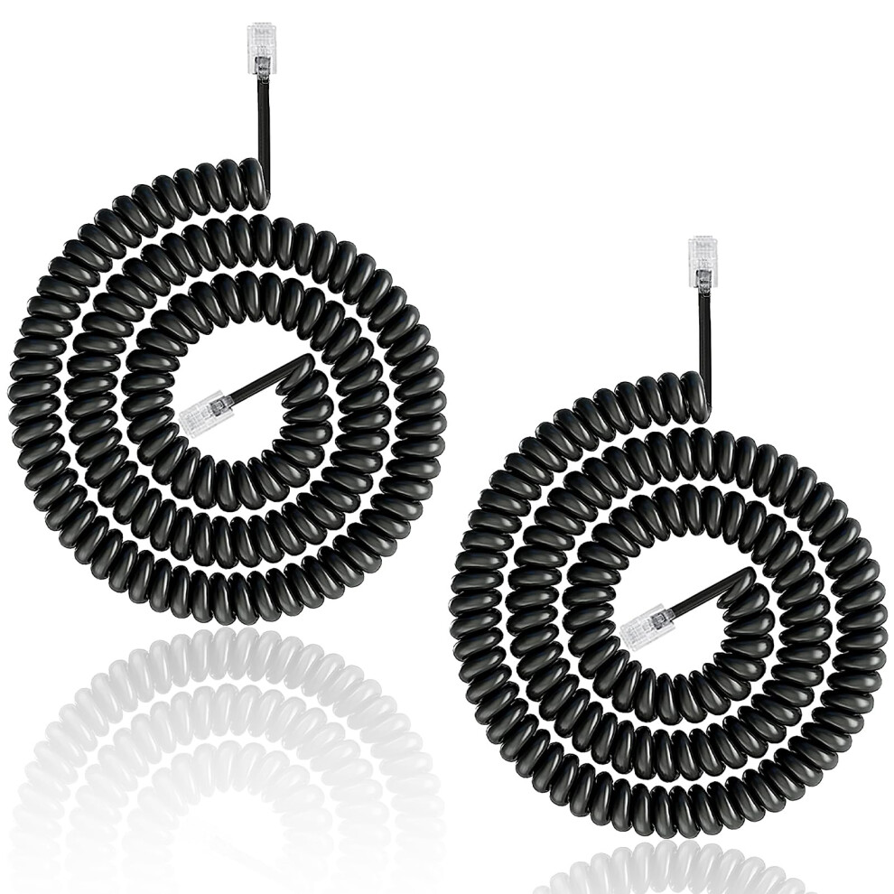 2 Pack 3M Spiral Telephone Handset Cord Rj9 Rj10 Rj22 Tangle Resistant For Home Office 9455672041140