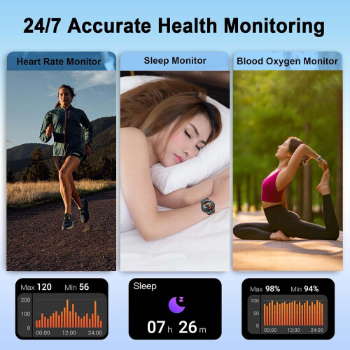 Smart Watch with Bluetooth Calling, 1.53' AMOLED Display Fitness Tracker, Waterproof for Android iOS 1