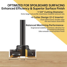Titanbeschichteter Hartmetall-Oberflächenfräser - 1/4 Zoll Schaft, 1-3/8 Zoll Schnittdurchmesser, 2+2 Nuten für CNC-Hobeln Von Oberflächenplatten
