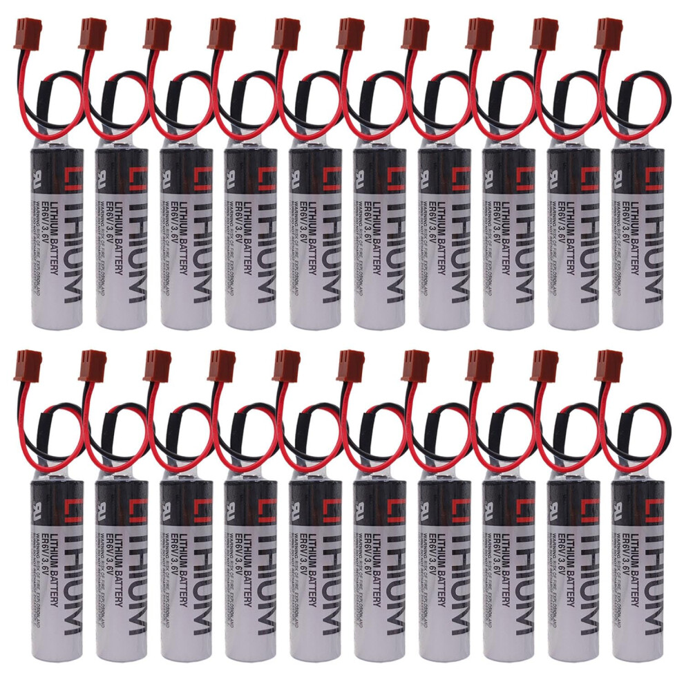(20Pack) Er6vct Er6v 3.6V 2000Mah Lithium Plc Backup Battery Replacement For Omron Robot With Small Plug Compatible With Jae 9073542674771