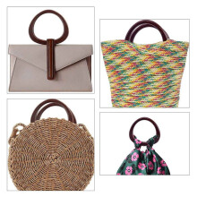 8 Pack Wooden Purse Handle D Shape Wooden Handles Replacement Tool for Crocheted Knitted Bag Beach Bag Straw Bag Handles