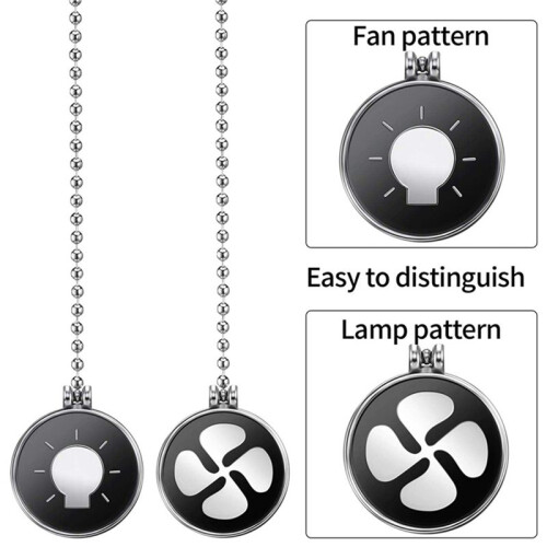 Ceiling Fan Pull Chain Set, 8Pcs Light Bulb and Fan Pattern Pull Chain Ceiling Fan Chain Extender with  Fan Chain 1